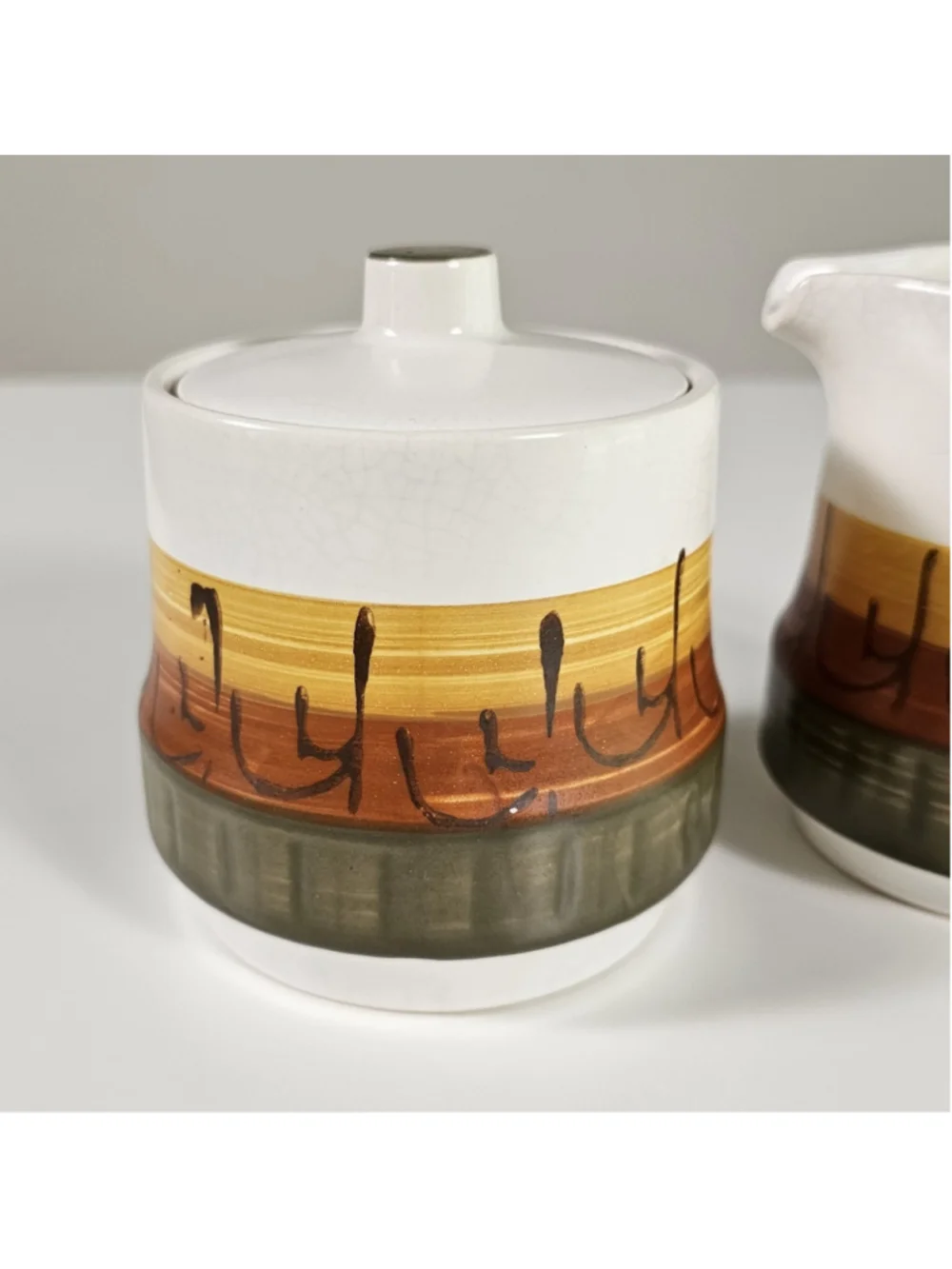 Vintage Casual Ceram Galaxy Creamer Sugar Bowl Set 8007 Japan MCM Pottery Retro